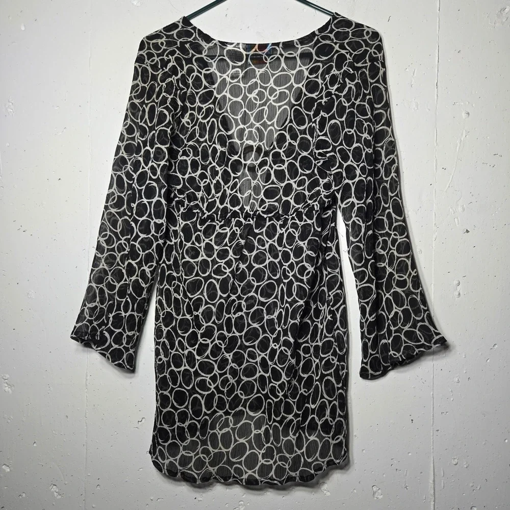 Sand‎ N Sun Sheer Swim Cover Up Dress Medium Boho Beach Resort Mod Retro Summer